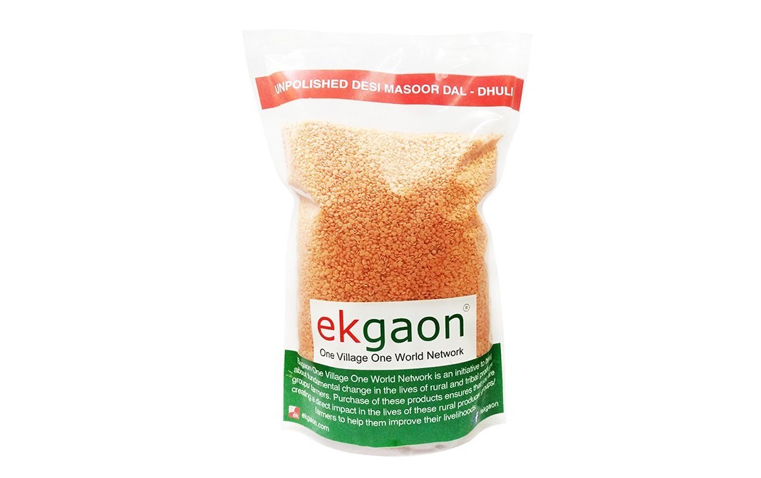 Ekgaon Unpolished Desi Masoor Dal-(Dhuli)    Pack  1 kilogram